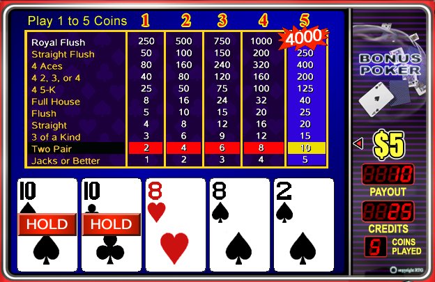 Bonus Poker - $10 No Deposit Casino Bonus